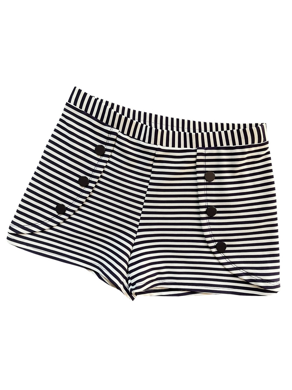 Ci Sono Navy and White Striped Sailor-Style Shorts